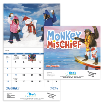 Monkey Mischief Wall Calendar - Stapled